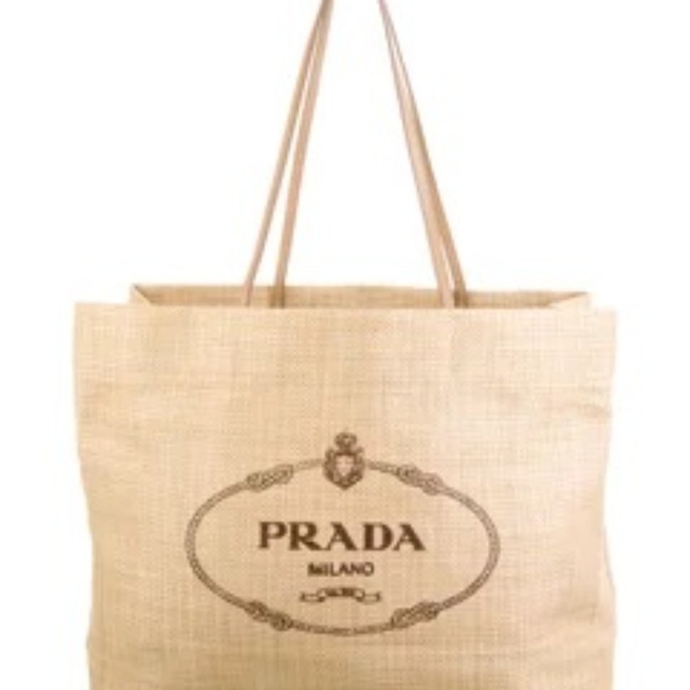 PRADA Raffia Paglia Large Tote